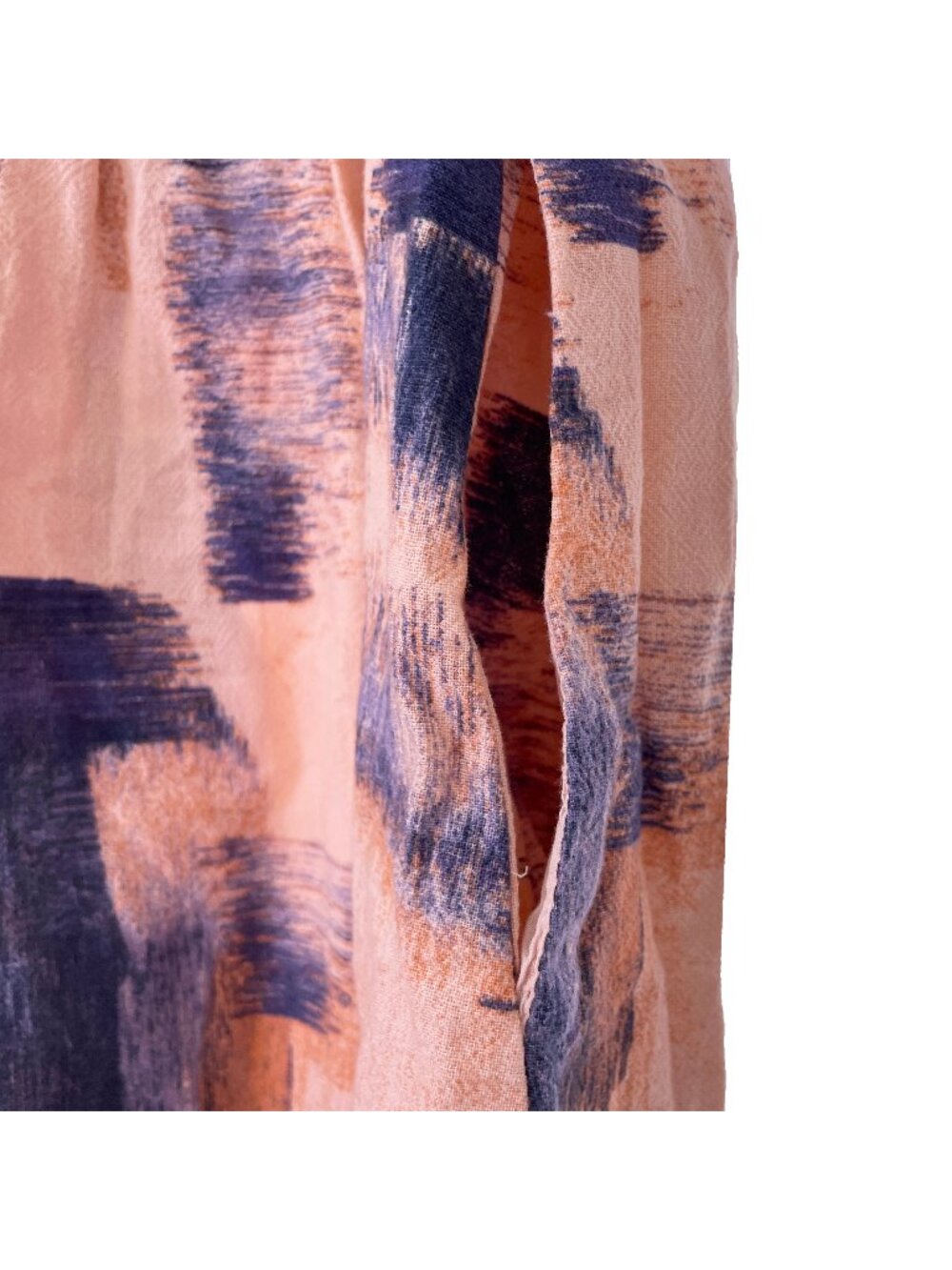 Universal Thread Abstract Small Cotton Peach Pink Blue Dress Puff Sleeve Pockets - Picture 8 of 13